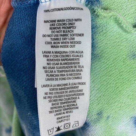 Calvin Klein Tie Dye Hoodie Size Large Blue Green Hooded Sweatshirt Cotton Crop - Picture 9 of 12
